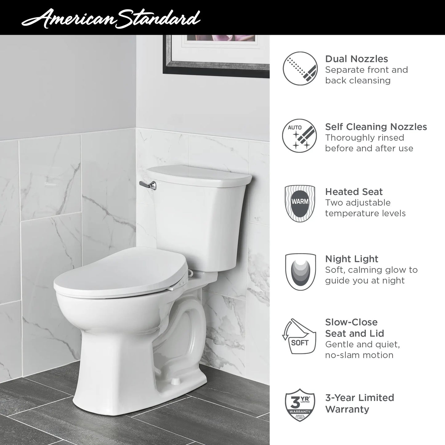 American Standard AQUAWASH 2.0 Electric Bidet Seat