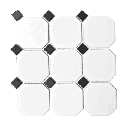 Octagon & Dot Black and White Mosaic Matte
