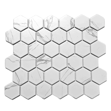 2" Hexagon Statuario Bold Mosaic Matte